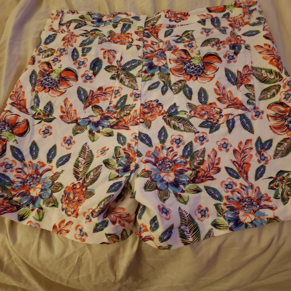 Floral denim shorts